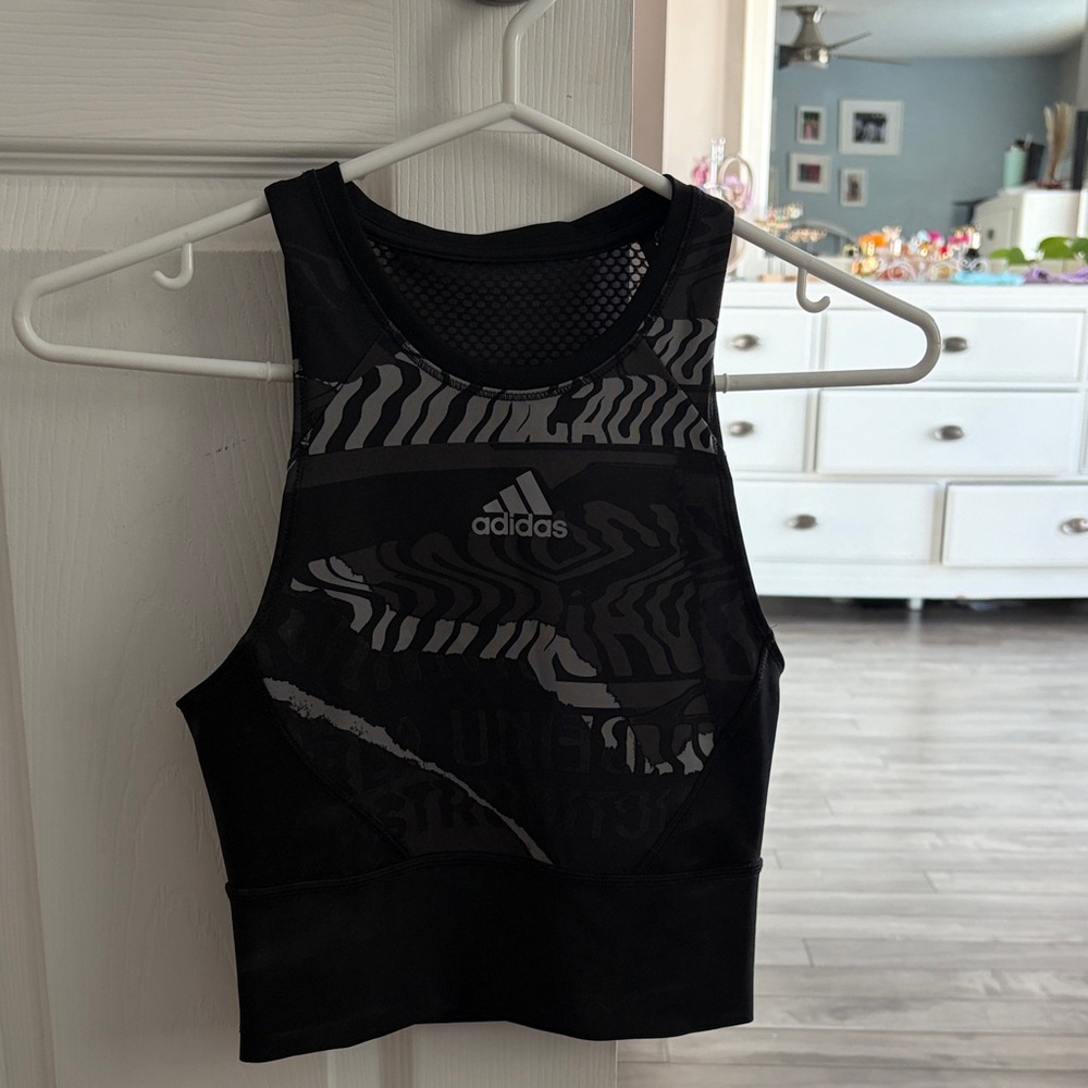 Adidas Black and Gray Patterned Tank
